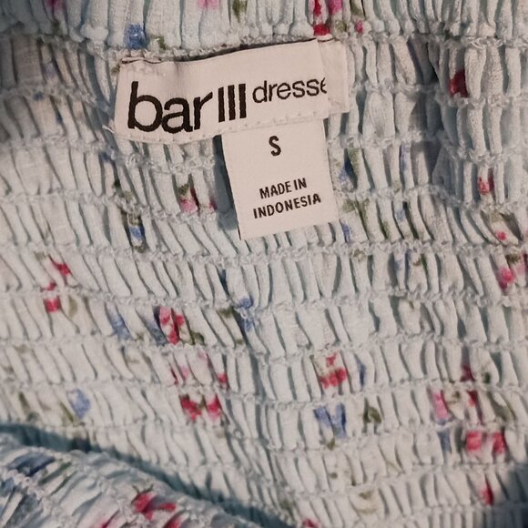 NEW Bar III Womens Smocked Short Fit &‎ Flare Dress Aqua Floral Multi Size S - Picture 9 of 13